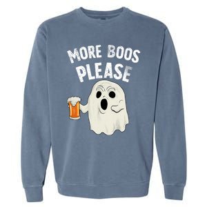 More Boos Please Ghost Beer Retro Halloween Drinking Garment-Dyed Sweatshirt