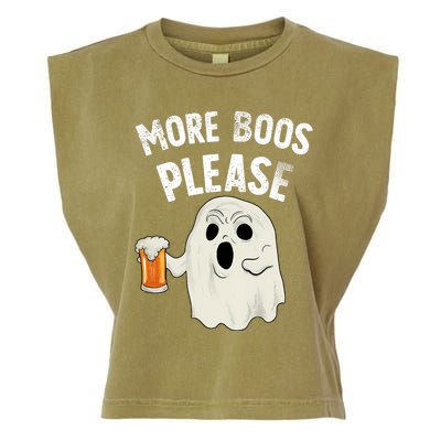 More Boos Please Ghost Beer Retro Halloween Drinking Garment-Dyed Women's Muscle Tee