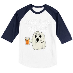 More Boos Please Ghost Beer Retro Halloween Drinking Baseball Sleeve Shirt