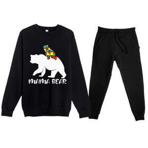 Mama Bear Proud Autistic Mom Love Cute autism Premium Crewneck Sweatsuit Set