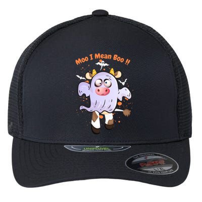 Mean Boo Pumpkin Halloween Ghost Cow Moo Cute Gift Flexfit Unipanel Trucker Cap