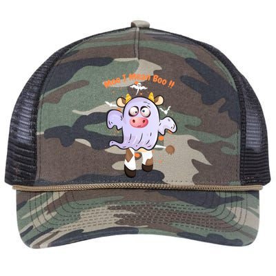 Mean Boo Pumpkin Halloween Ghost Cow Moo Cute Gift Retro Rope Trucker Hat Cap