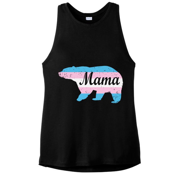 Mama Bear Pride Flag Ladies PosiCharge Tri-Blend Wicking Tank