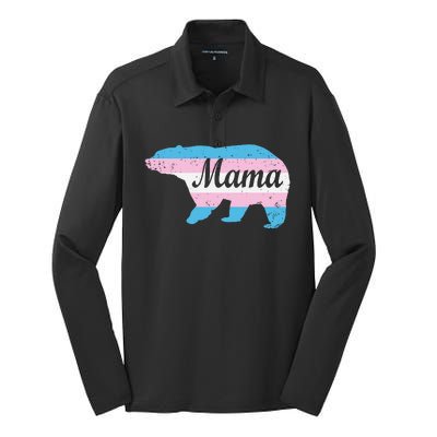 Mama Bear Pride Flag Silk Touch Performance Long Sleeve Polo