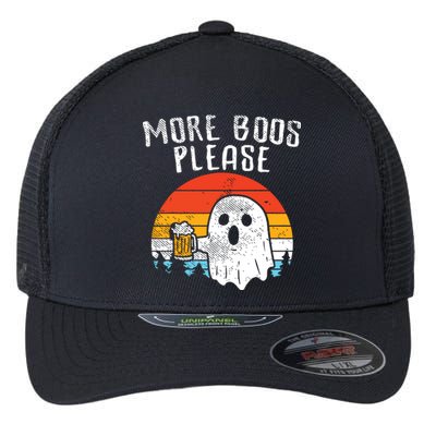 More Boos Please Ghost Beer Retro Halloween Drinking Flexfit Unipanel Trucker Cap