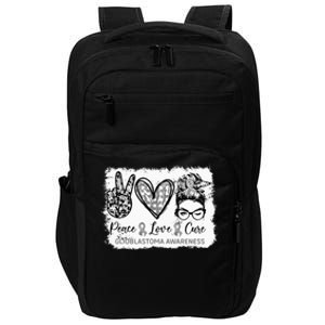 Messy Bun Peace Love Cure Gray Ribbon Glioblastoma Awareness Impact Tech Backpack