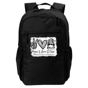 Messy Bun Peace Love Cure Gray Ribbon Glioblastoma Awareness Daily Commute Backpack