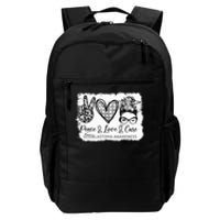 Messy Bun Peace Love Cure Gray Ribbon Glioblastoma Awareness Daily Commute Backpack