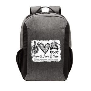 Messy Bun Peace Love Cure Gray Ribbon Glioblastoma Awareness Vector Backpack