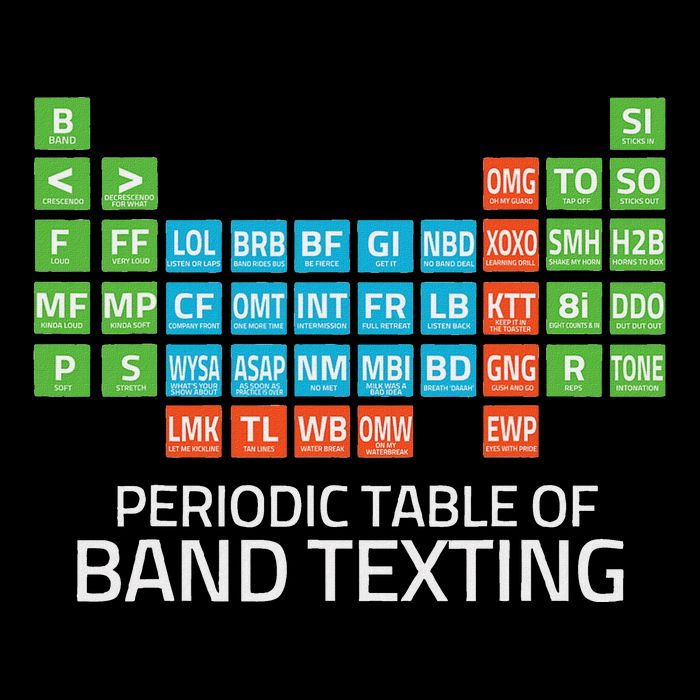 Marching Band Periodic Table Of Band Texting Elements Funny Drawstring Bag