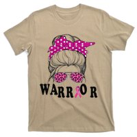 Messy Bun Pin.K Breast Cancer Awareness Women Warrior T-Shirt