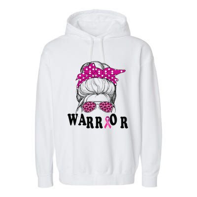 Messy Bun Pin.K Breast Cancer Awareness Women Warrior Garment-Dyed Fleece Hoodie