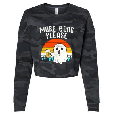 More Boos Please Ghost Beer Funny Halloween Beer Drinking Cropped Pullover Crew