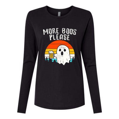 More Boos Please Ghost Beer Funny Halloween Beer Drinking Womens Cotton Relaxed Long Sleeve T-Shirt