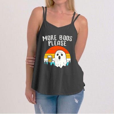 More Boos Please Ghost Beer Funny Halloween Beer Drinking Women's Strappy Tank