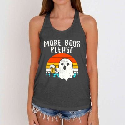 More Boos Please Ghost Beer Funny Halloween Beer Drinking Women's Knotted Racerback Tank