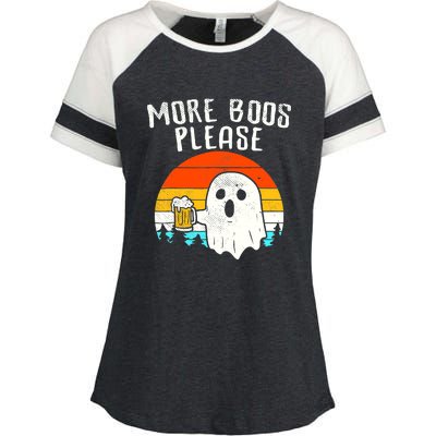 More Boos Please Ghost Beer Funny Halloween Beer Drinking Enza Ladies Jersey Colorblock Tee