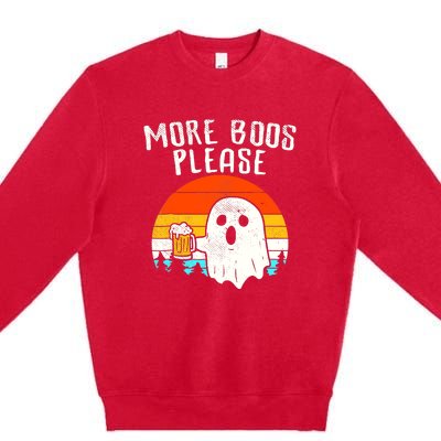 More Boos Please Ghost Beer Funny Halloween Beer Drinking Premium Crewneck Sweatshirt