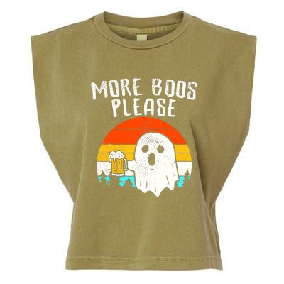 More Boos Please Ghost Beer Funny Halloween Beer Drinking Garment-Dyed Women's Muscle Tee