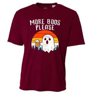 More Boos Please Ghost Beer Funny Halloween Beer Drinking Cooling Performance Crew T-Shirt