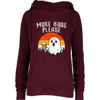 More Boos Please Ghost Beer Funny Halloween Beer Drinking Womens Funnel Neck Pullover Hood