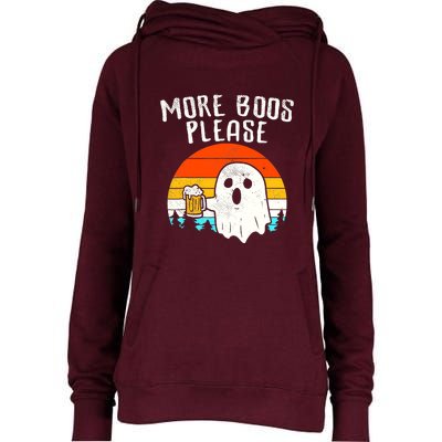 More Boos Please Ghost Beer Funny Halloween Beer Drinking Womens Funnel Neck Pullover Hood