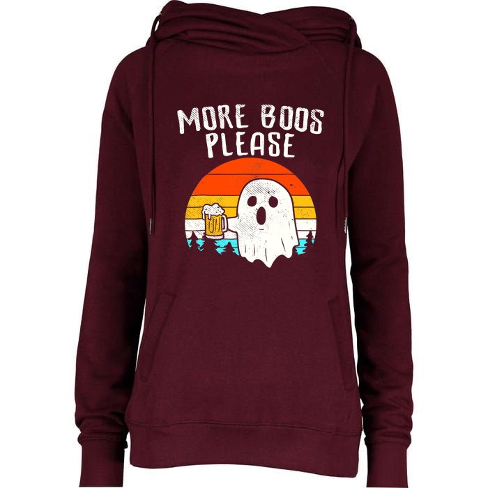 More Boos Please Ghost Beer Funny Halloween Beer Drinking Womens Funnel Neck Pullover Hood