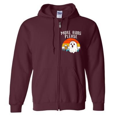 More Boos Please Ghost Beer Funny Halloween Beer Drinking Full Zip Hoodie