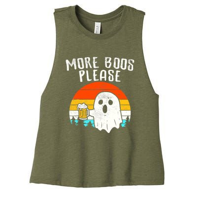 More Boos Please Ghost Beer Funny Halloween Beer Drinking Women's Racerback Cropped Tank