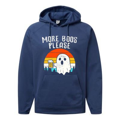 More Boos Please Ghost Beer Funny Halloween Beer Drinking Performance Fleece Hoodie