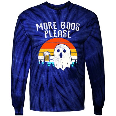 More Boos Please Ghost Beer Funny Halloween Beer Drinking Tie-Dye Long Sleeve Shirt