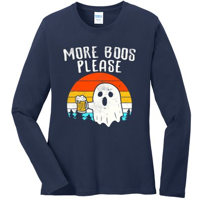 More Boos Please Ghost Beer Funny Halloween Beer Drinking Ladies Long Sleeve Shirt