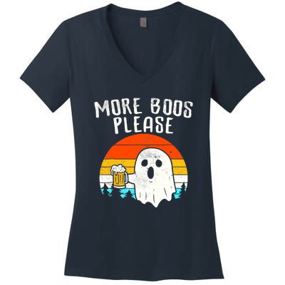 More Boos Please Ghost Beer Funny Halloween Beer Drinking Women's V-Neck T-Shirt