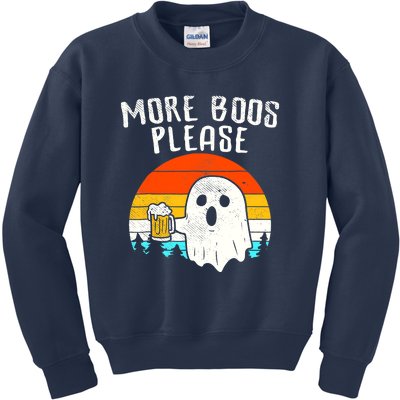 More Boos Please Ghost Beer Funny Halloween Beer Drinking Kids Sweatshirt