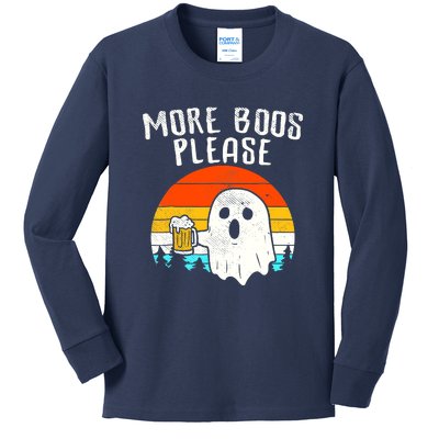 More Boos Please Ghost Beer Funny Halloween Beer Drinking Kids Long Sleeve Shirt