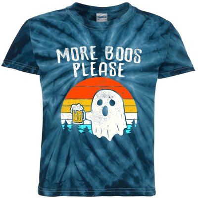 More Boos Please Ghost Beer Funny Halloween Beer Drinking Kids Tie-Dye T-Shirt