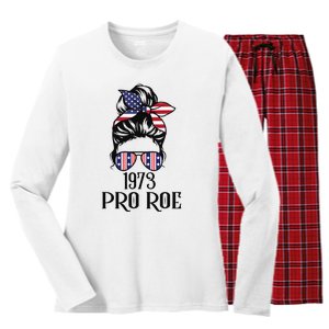 Messy Bun Pro Roe 1973 Pro Choice ’s Rights Feminism Women's Long Sleeve Flannel Pajama Set 