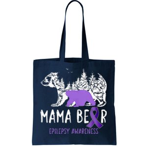 Mama Bear Purple Ribbon Warrior & Supporters Epilepsy Month Tote Bag