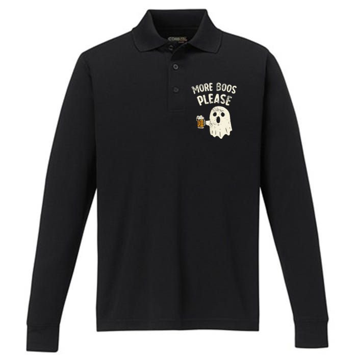 More Boos Please Ghost Beer Halloween Costume Performance Long Sleeve Polo