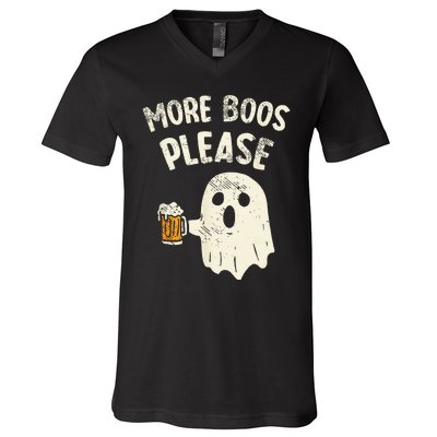 More Boos Please Ghost Beer Halloween Costume V-Neck T-Shirt