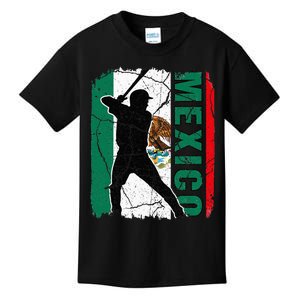 Mexican Baseball Player Mexico Flag Baseball Fans Kids T-Shirt