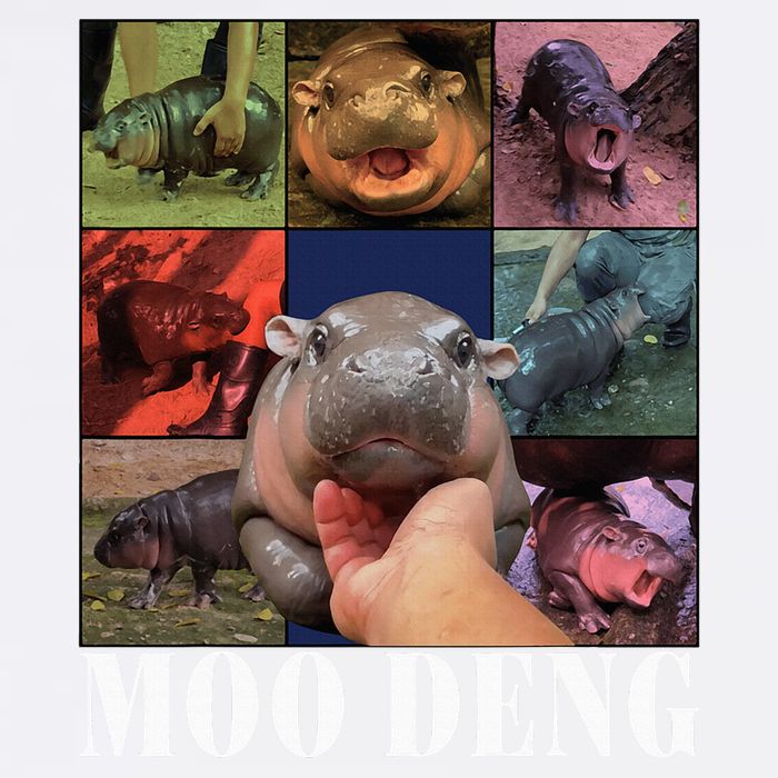 Moodeng Baby Pygmy Hippo Cute Zoo For Family Garment-Dyed Sweatshirt