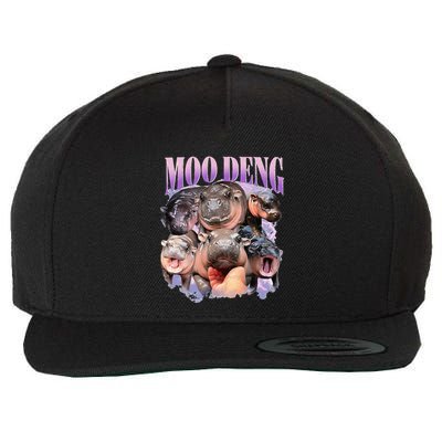 Moodeng Baby Pygmy Hippo Zoo For Family Wool Snapback Cap