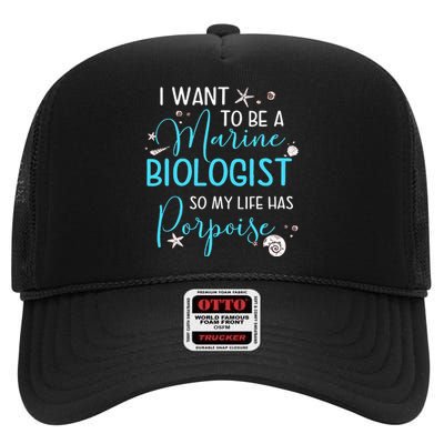 Marine Biologist Porpoise Marine Life Lover Gift Outfit High Crown Mesh Back Trucker Hat