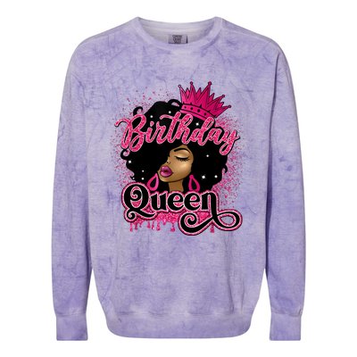 Melanin Birthday Queen African American Afro Girl Women Colorblast Crewneck Sweatshirt