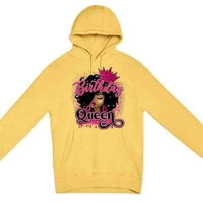 Melanin Birthday Queen African American Afro Girl Women Premium Pullover Hoodie