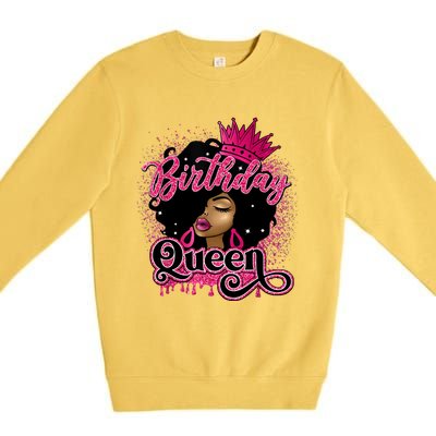 Melanin Birthday Queen African American Afro Girl Women Premium Crewneck Sweatshirt