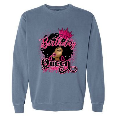 Melanin Birthday Queen African American Afro Girl Women Garment-Dyed Sweatshirt