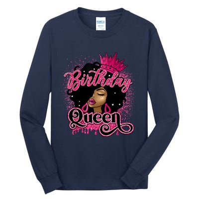 Melanin Birthday Queen African American Afro Girl Women Tall Long Sleeve T-Shirt