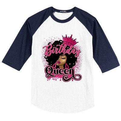 Melanin Birthday Queen African American Afro Girl Women Baseball Sleeve Shirt